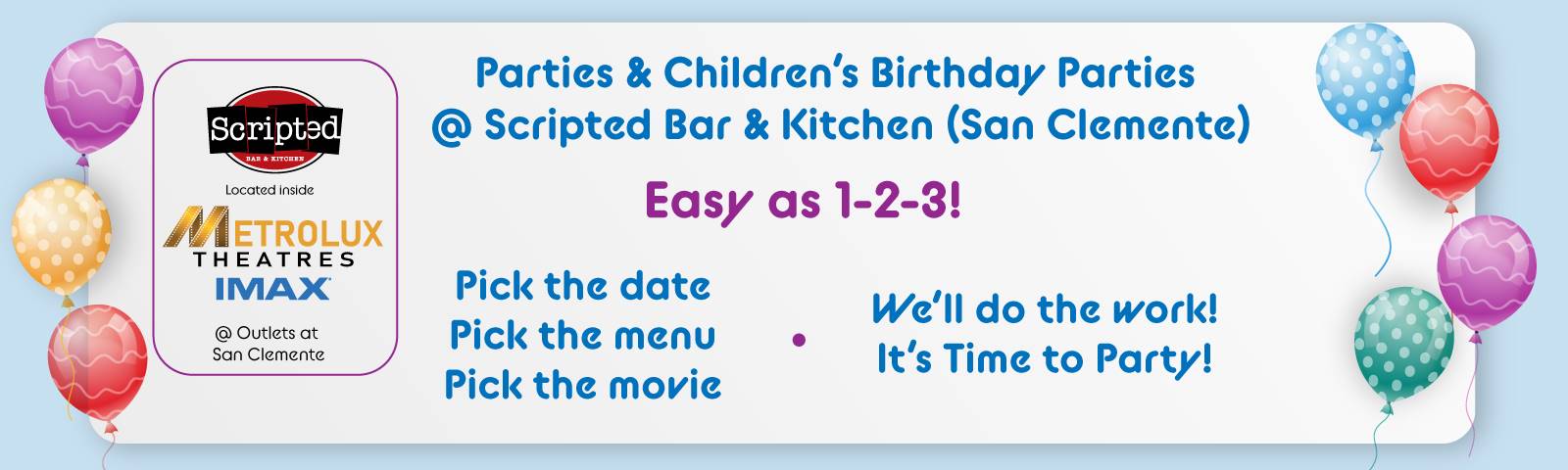 Parties & Birthday Parties @  Scripted Bar & Kitchen - San Clemente